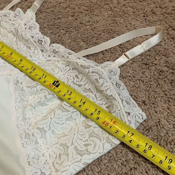 Vintage VTG Ivory Lace Scallop Slip Dress Nightgown 34 Small Medium - Picture 4 of 5